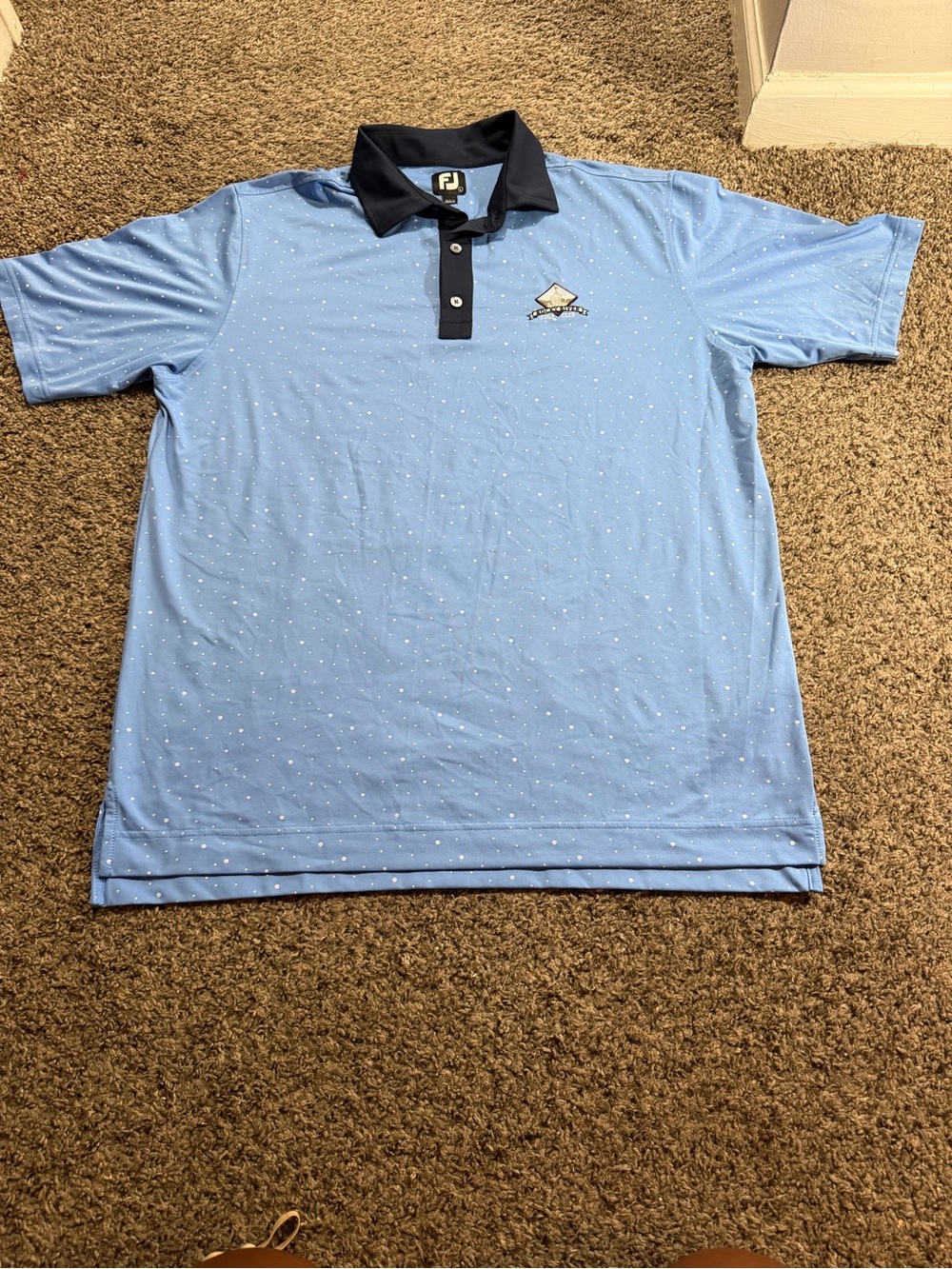 FootJoy Men's Sky Blue Polo with Black Contrast Collar